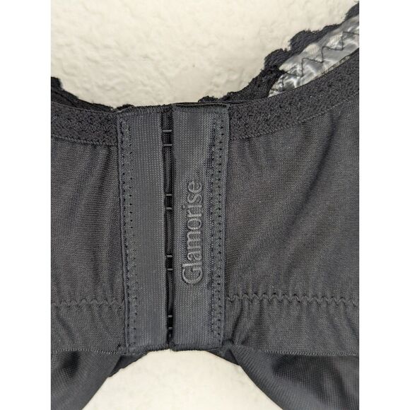 Plus Size Glamorise Full-Figure Wonderwire Back Close Bra 1240 Black with Lace - Picture 8 of 12